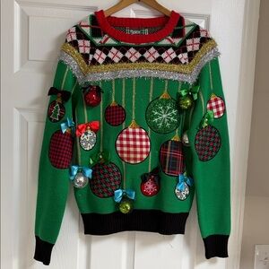 Spencer's Vibrant Green Holiday Ornament Sweater